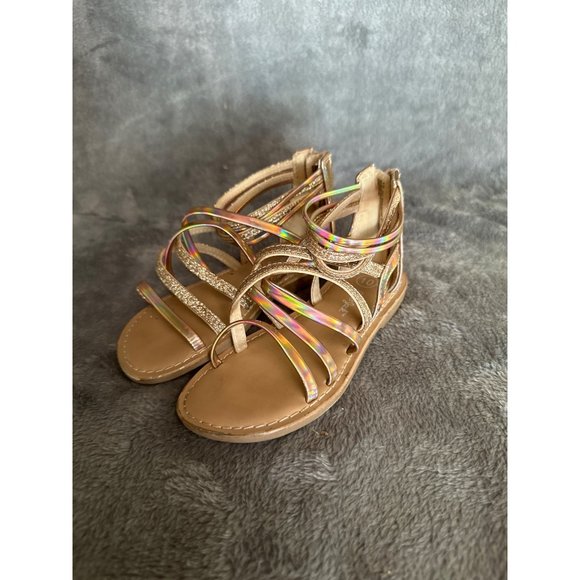 Cat & Jack Other - Cat & Jack Girls Gladiator Sandals Shoes Toddler Girls Size 10 Tan Pink Back Zip